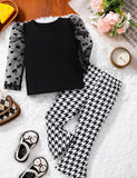 Pre-Order Polka Dot Long Sleeves Top & Houndstooth Pants