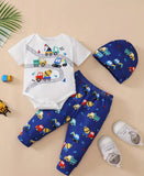 Pre-Order Excavator Printed Romper Set+Hat