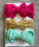 Plain Big Bow Headband Set (3pcs)