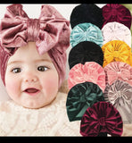 Velvet Big Bow Cap (Pack of 3)