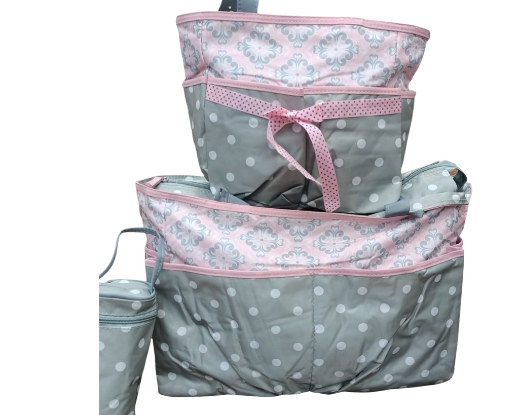 Polka Bow Baby Diaper Bag Set
