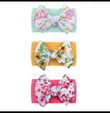 Printed Big Bow Headband Set (3pcs)