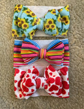 Printed Big Bow Headband Set