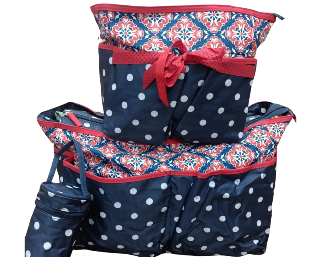 Polka Bow Baby Diaper Bag Set