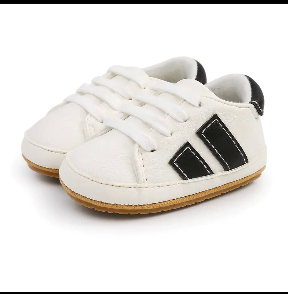 Stripe Leather Shoes With Rubber Sole