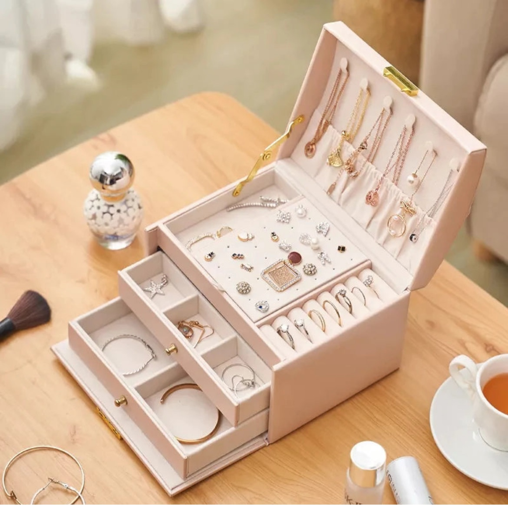 Luxury Leather Jewelry Box/Organizer with Drawers [SALE]