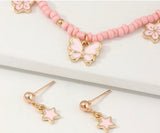 Pink Rice Beads Necklace Set