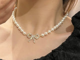 Vintage Pearl Bow Necklace