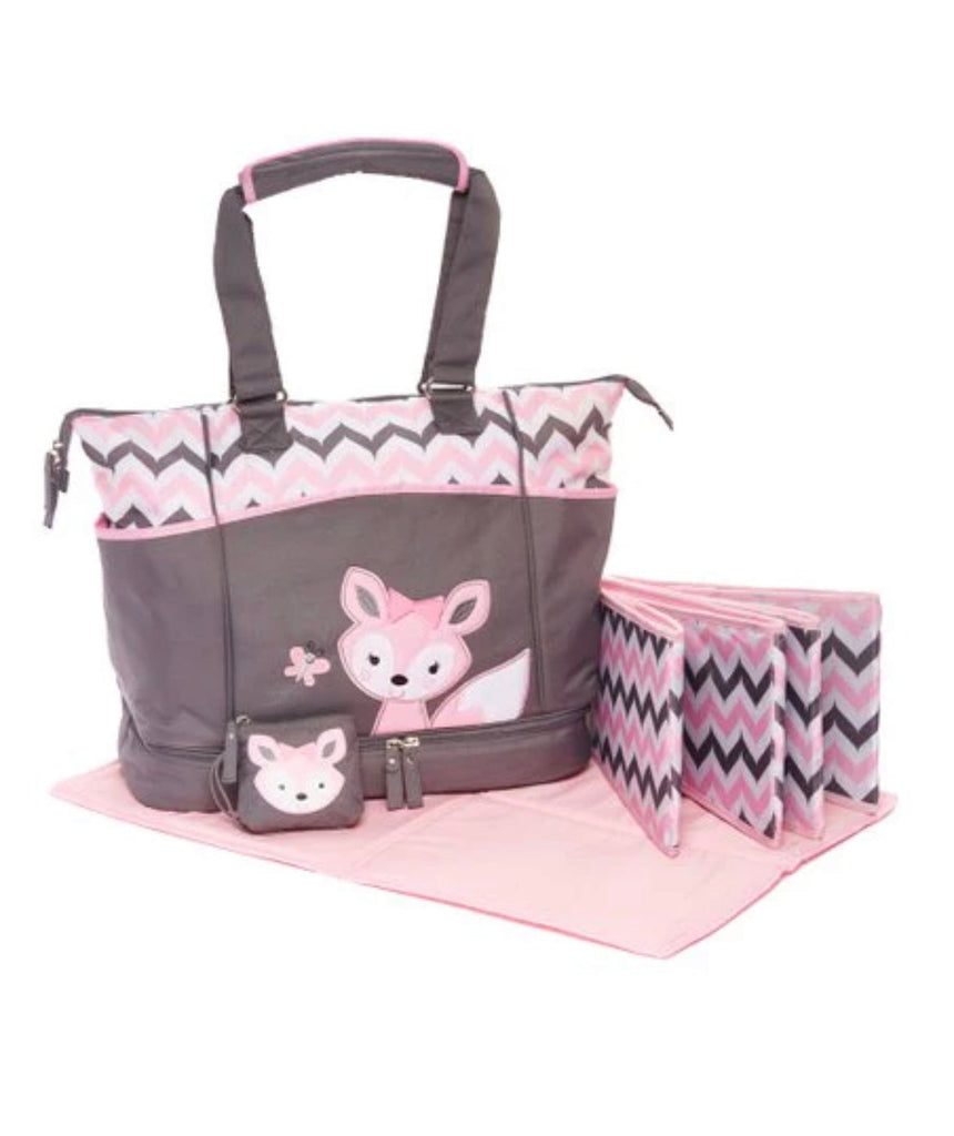 Pink Fox Baby Tote Diaper Bag