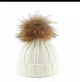 Plain Knit Single Pompom Cap