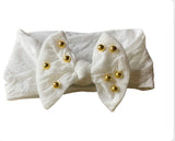 Gold Pearl Bow Headband (Pack of 6)