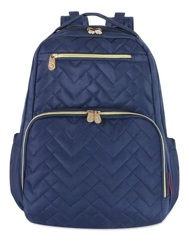 Baby Essentials Fisher-Price Signature Morgan Quilted Backpack Diaper Bag with Changing Pad, Stroller Clips, Laptop Compartment - (Blue)