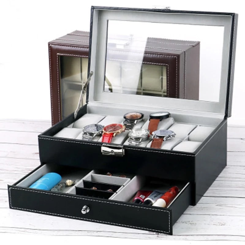 PU Leather Watch Storage Box & Jewellery Box
