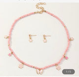 Pink Rice Beads Necklace Set