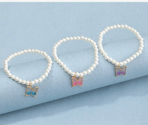 Pearl Butterfly Bracelet (Pack of 3)