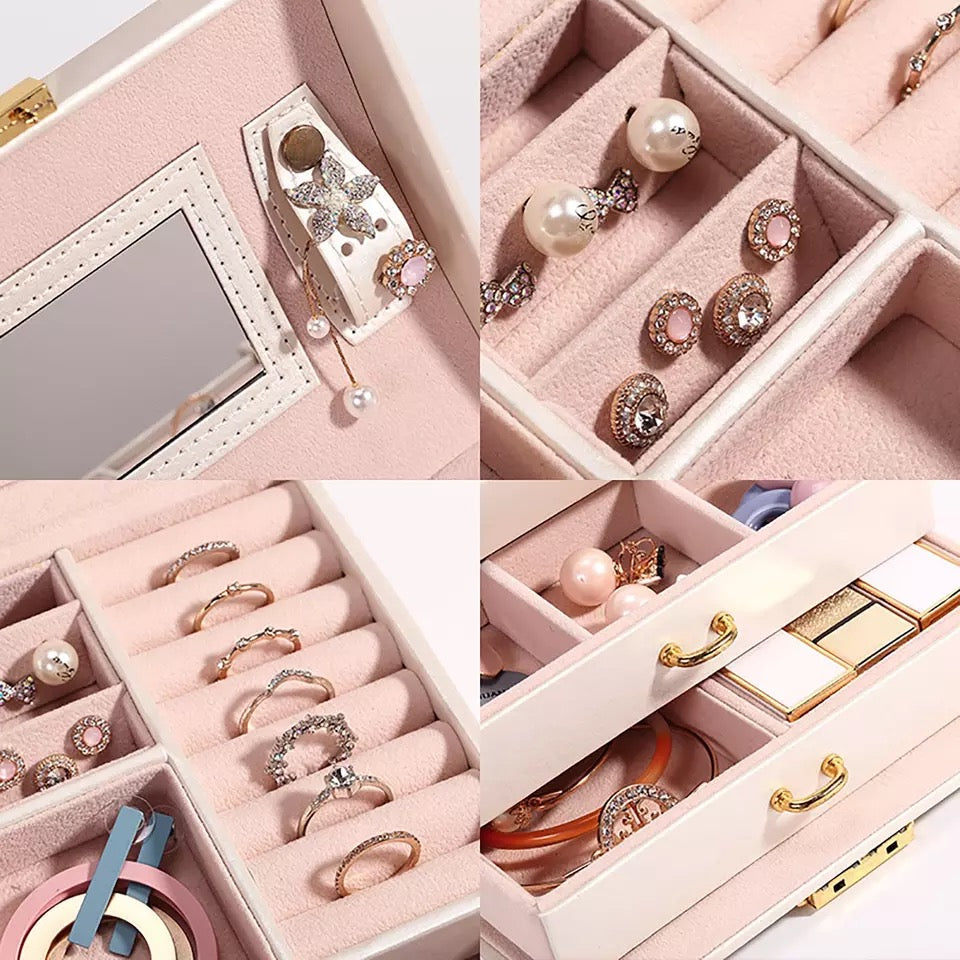 Jewellery Box - Double Drawer with Large Mirror