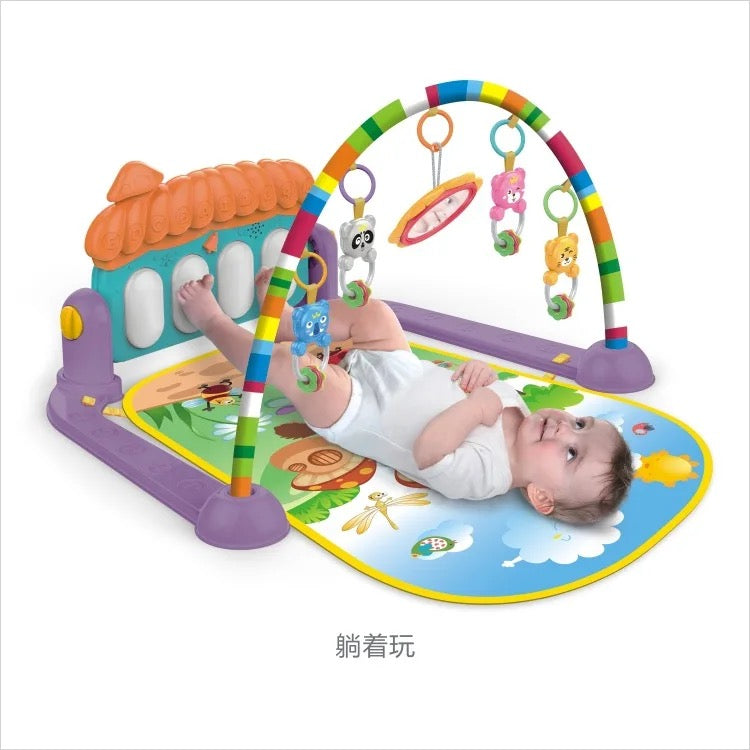 Baby Gym Mat with Piano Fitness Rack