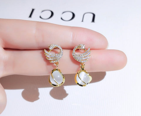 Swan Opal Drop Earring